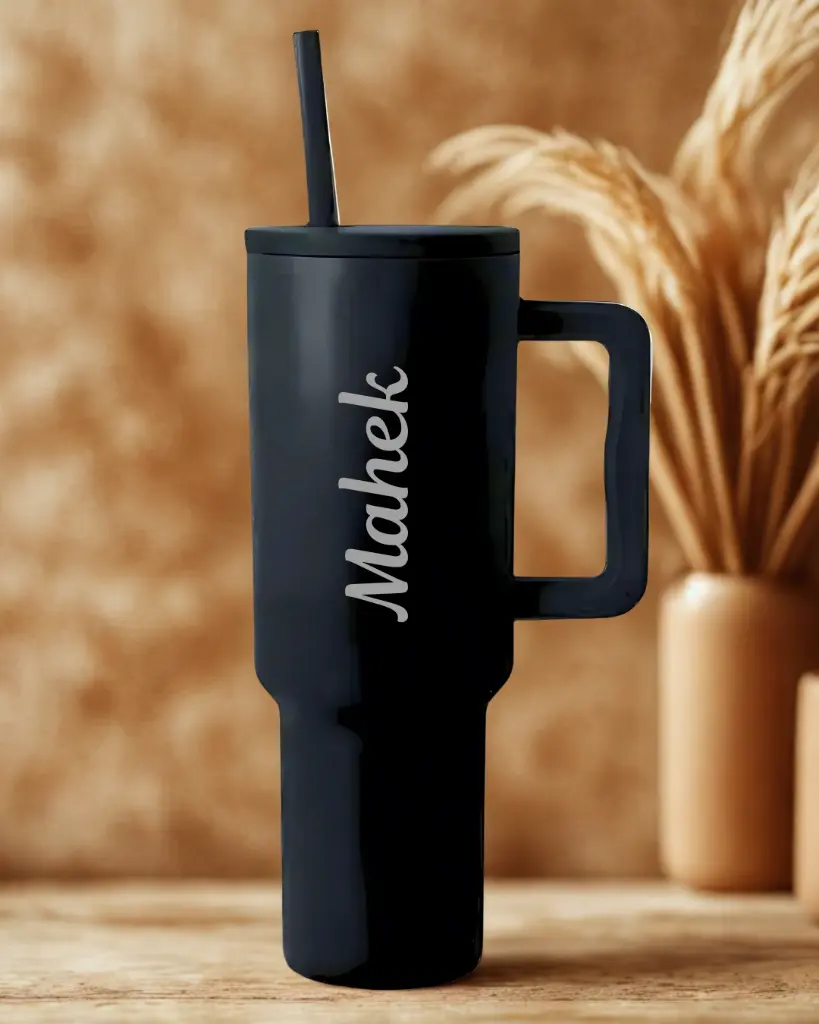 Personalized Tumbler Bottle— 1200ml Leak Resistant Tumbler With Handle, Straw and Lid