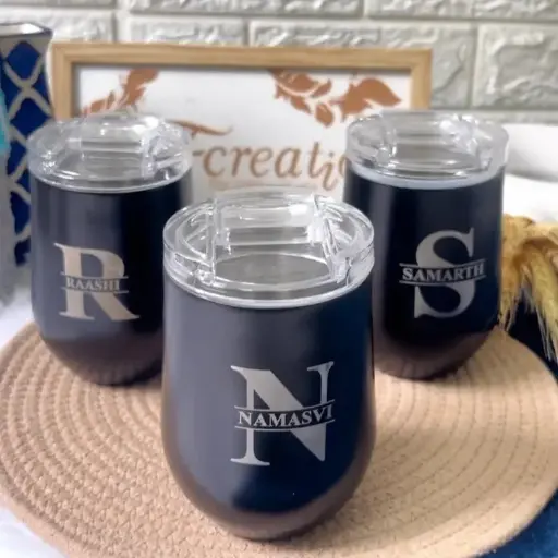 Personalized Brew Bliss Vacuum Insulated Coffee Mug with Name | Wine Flask with lid | Steel Cofee Tumbler | Nobal Mug | Thermal Cup with Splash Proof Easy Lid | 250ML | 18/8 Stainless Steel | Hot & Cold Feature (Sr: mug15)